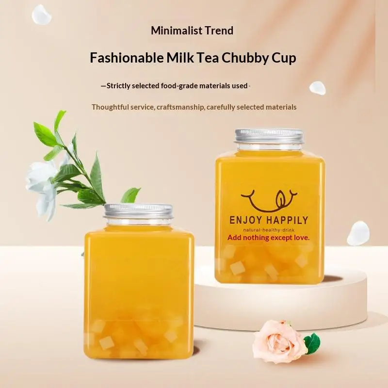 Бутылки-пластиковые-квадратные-одноразовые-для-сока-напитков-молока-чая-йогурта-500-650-мл