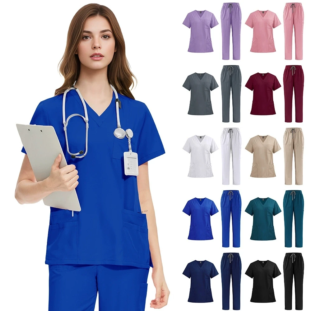 Ensemble de blouses d'hôpital, uniformes médicaux XXL, uniforme d'infirmière, hauts de gommage extensibles avec pantalons, vêtements de travail de pharmacie et de santé unisexe, nouvelle collection