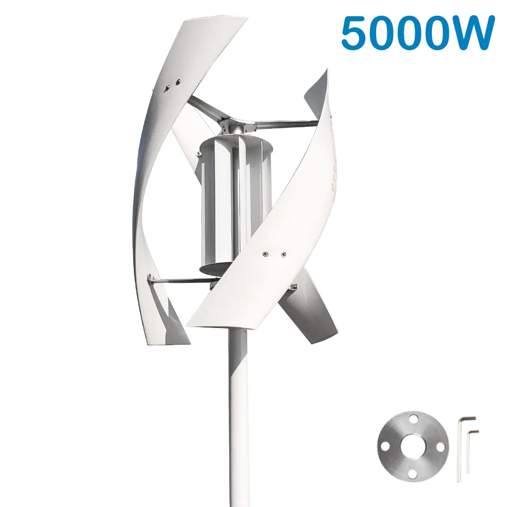 5kw Windturbine Generator Complete Set Thuis Gebruik 12V 24V 48V Windmolen 220V Uitgang Omvormer Met Controller Zonnepanelen Batterij - afbeelding 1