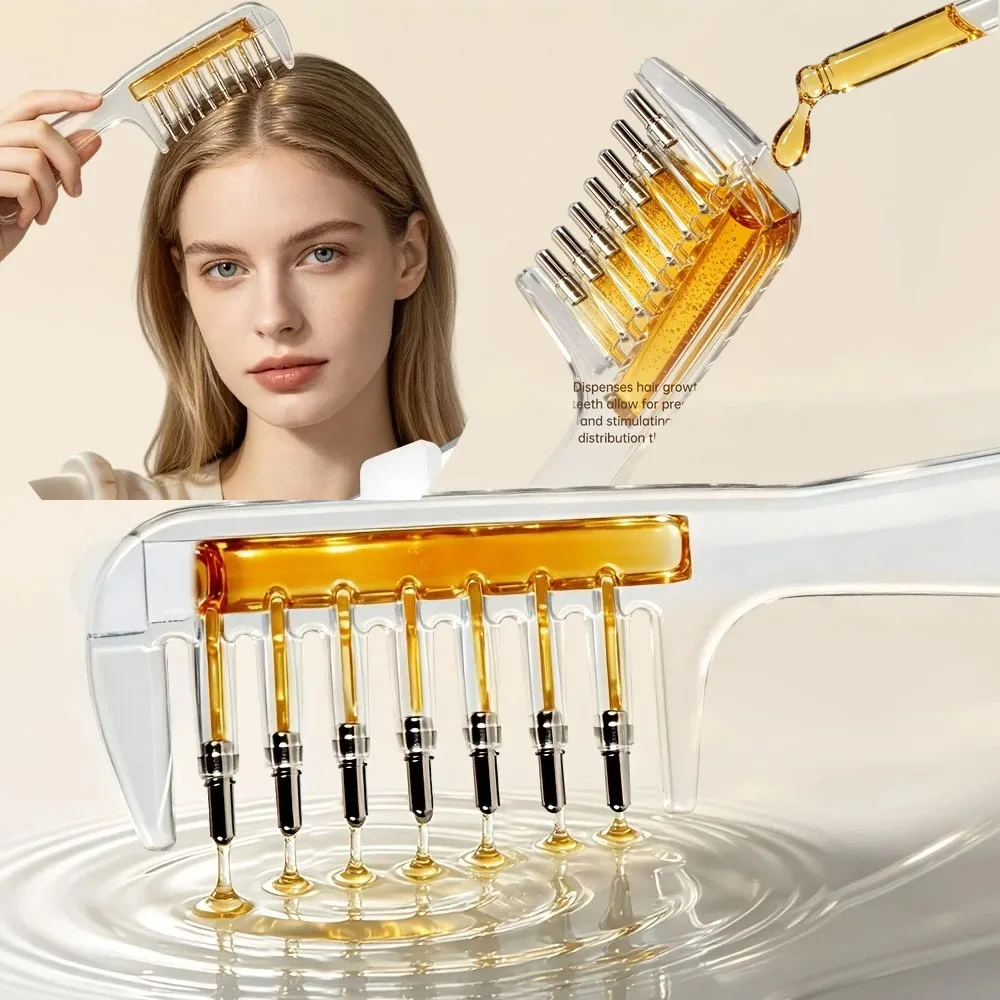 Hair Oil Applicator Comb Scalp Root Liquid Apply Brush Refillable Hair Growth Serum Dispensing Comb Hair Treatment Styling Tool