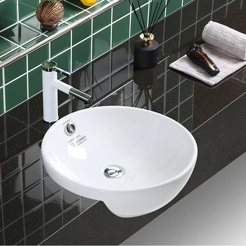 Circular Semi Embedded Ceramics Basin, Semi Hanging Basin, Upper Basin, Washbasin