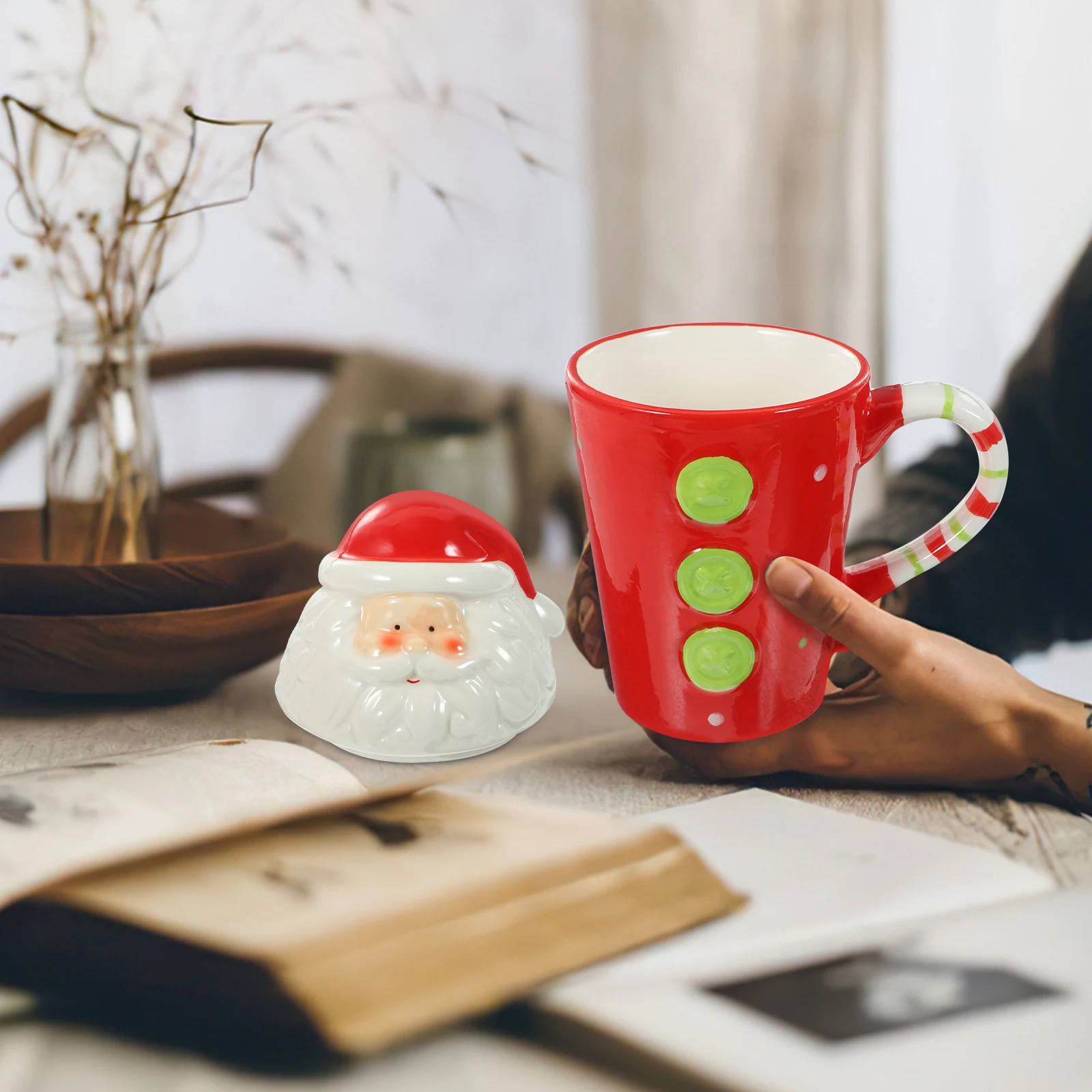 1Pcs Santa Clause Christmas Ceramic Water Cup Creative Mug for Home Office Cafe Restaurant Drink Use Santa Clause Cup