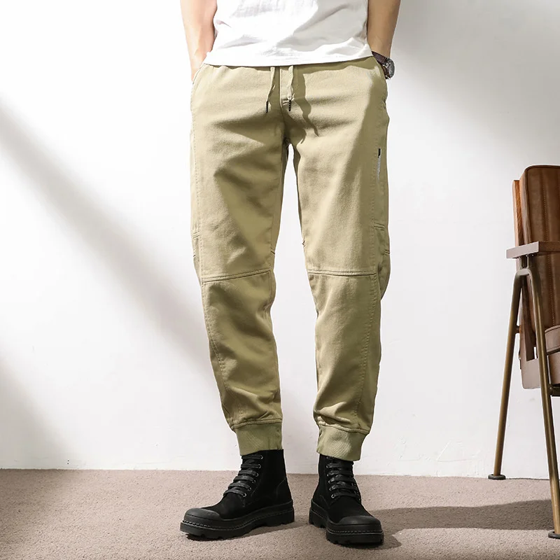 

Winter Men's Casual Spring Pants Summer Wild Loose Sports Male Overalls Zipper Mid-Rise Cotton Street Clothing Straight Trousers