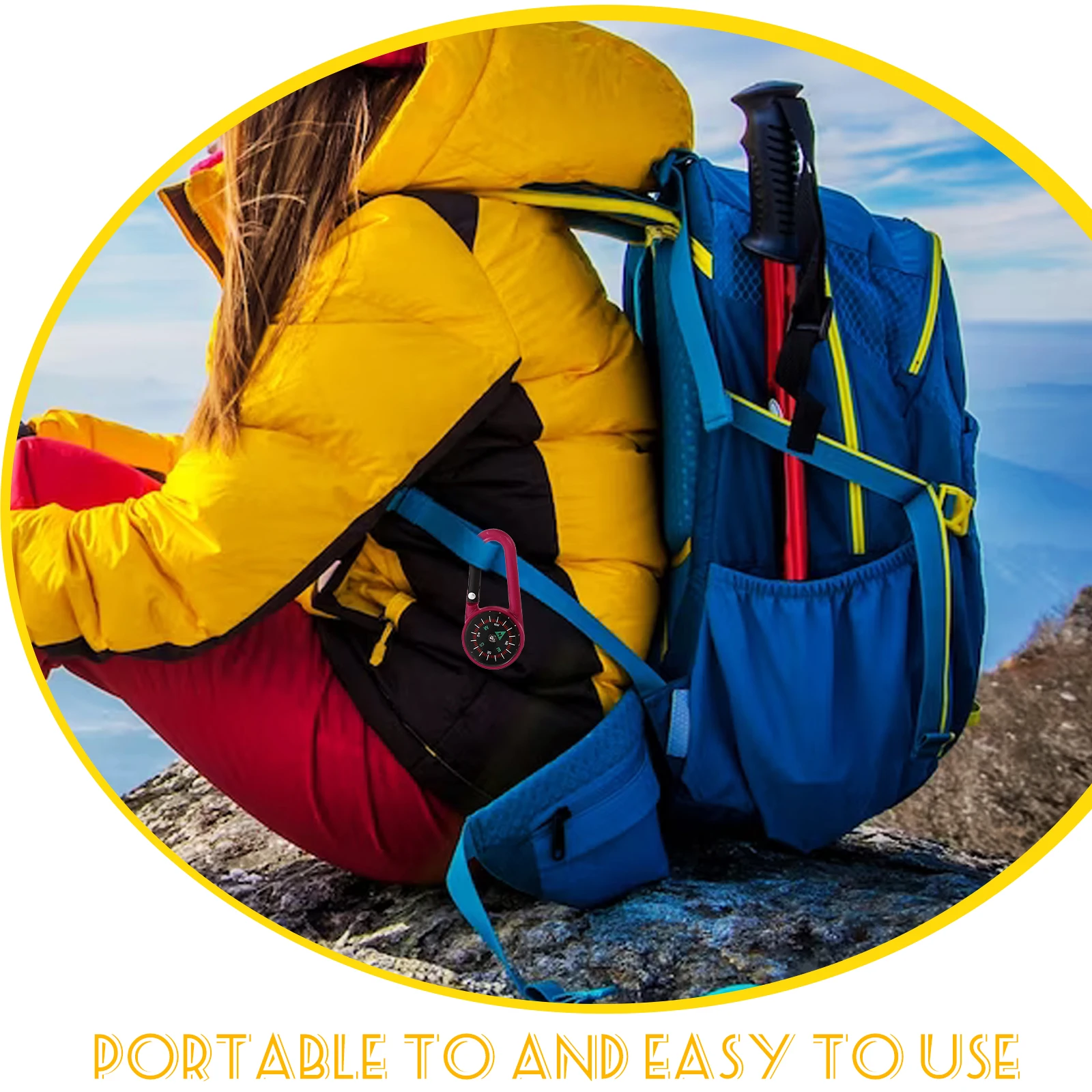 

12pcs 12 Compass Clip Keychain Non Toxic Outdoor Hiking Climbing Fishing Gifts Kids Friends Bio Toys