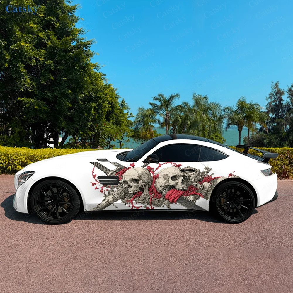 

Colorful Skull Sword Car Vinyl Wraps Decal Self-adhesive PVC Sticker Suitable for Trucks SUV Decoration Auto Accessories Gift