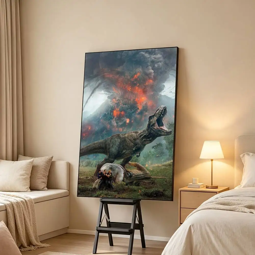 Jurassic Park Dinosaur-R World Poster Waterproof Wall Art Sticker For Bar Living Room Vintage Decor High Quality Print Gift