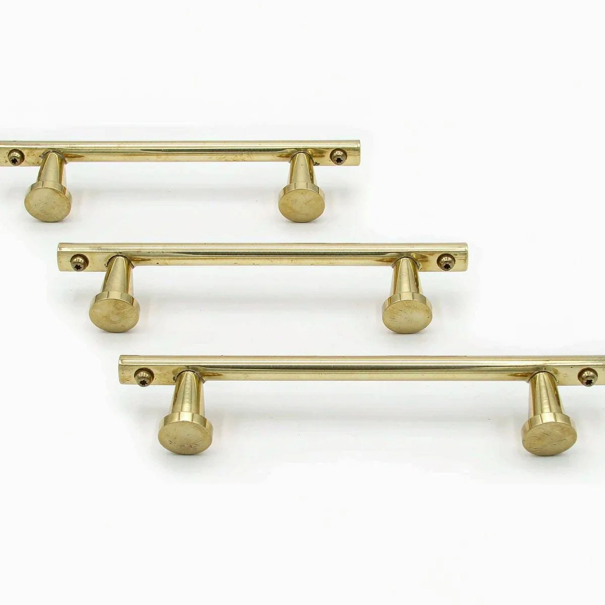 Solid Brass T Bar Cabinet Handle Gold Kitchen Drawer Pull Wardrobe Closet Door Handle Knurled Knob Furniture Hardware 64mm 416mm