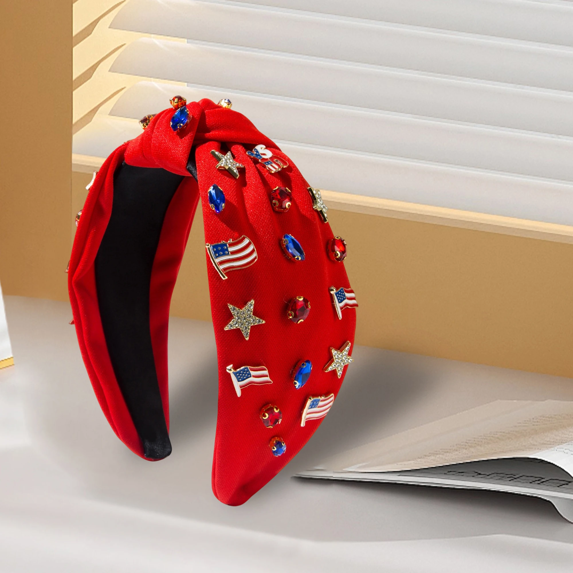 Haarschleifen-Stirnband mit patriotischer amerikanischer Flagge für Frauen und Mädchen, Unabhängigkeitstag, 4. Juli, rot, weiß, blau, Sterne und Streifen