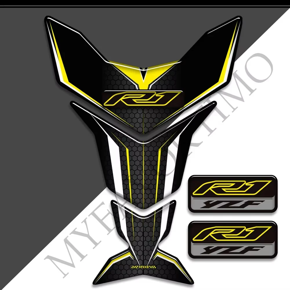 

Motorcycle Tank Pad Stickers Decals Protector Emblem Gas Knee Kit For YAMAHA YZF-R1 YZFR1 YZF R1 R 1000