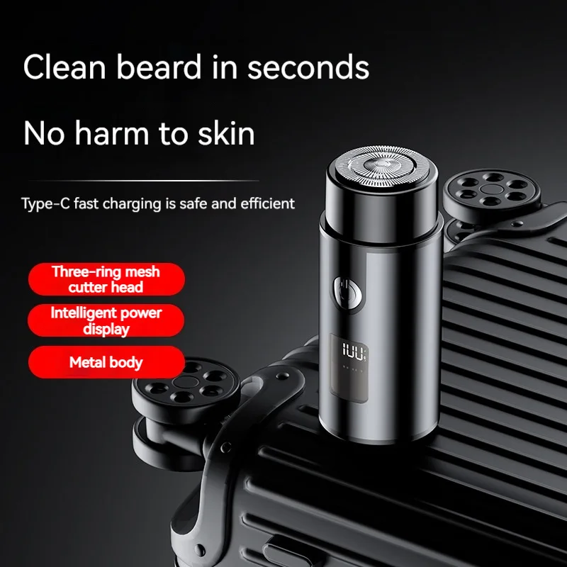 

Мини-электробритва MOTAWISH, портативная электробритва для бороды с цифровым дисплеем, Type-C, перезаряжаемая металлическая алюминиевая трубчатая бритва