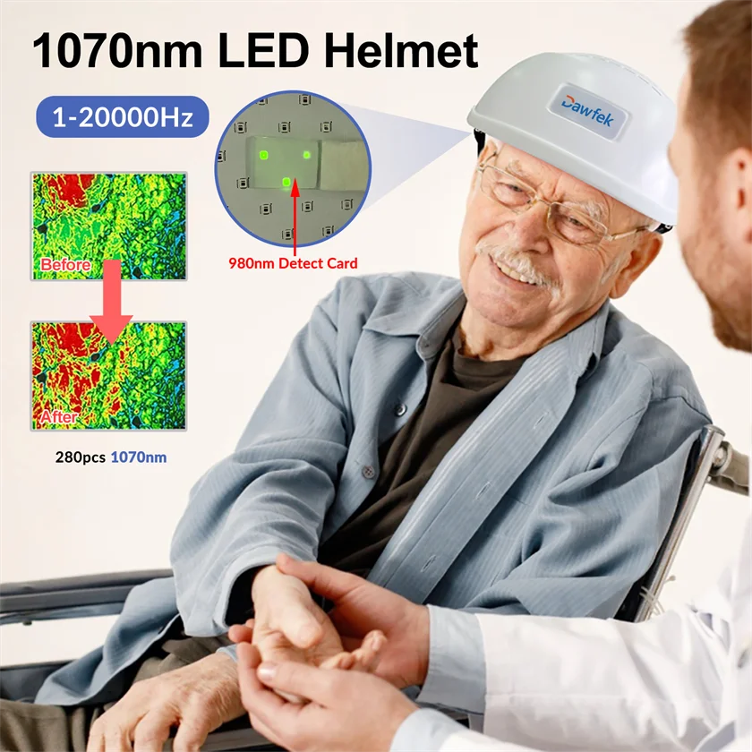 

Dawfek Brain Wave Cap 280*1070nm Gifts for Stroke Patients Near Infrared Helmet Boost the Brain Activities Enhance Cognition