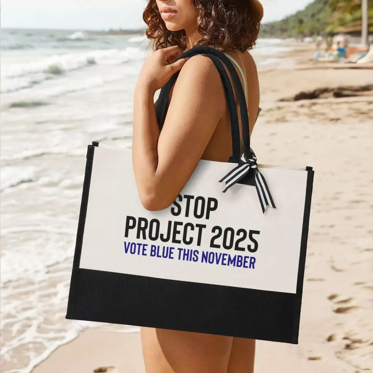 STOP PROJ Canvas Gift Shopping Bag Canvas Customizável Bolsa de Grande Capacidade, Qualidade Presentes, 2025