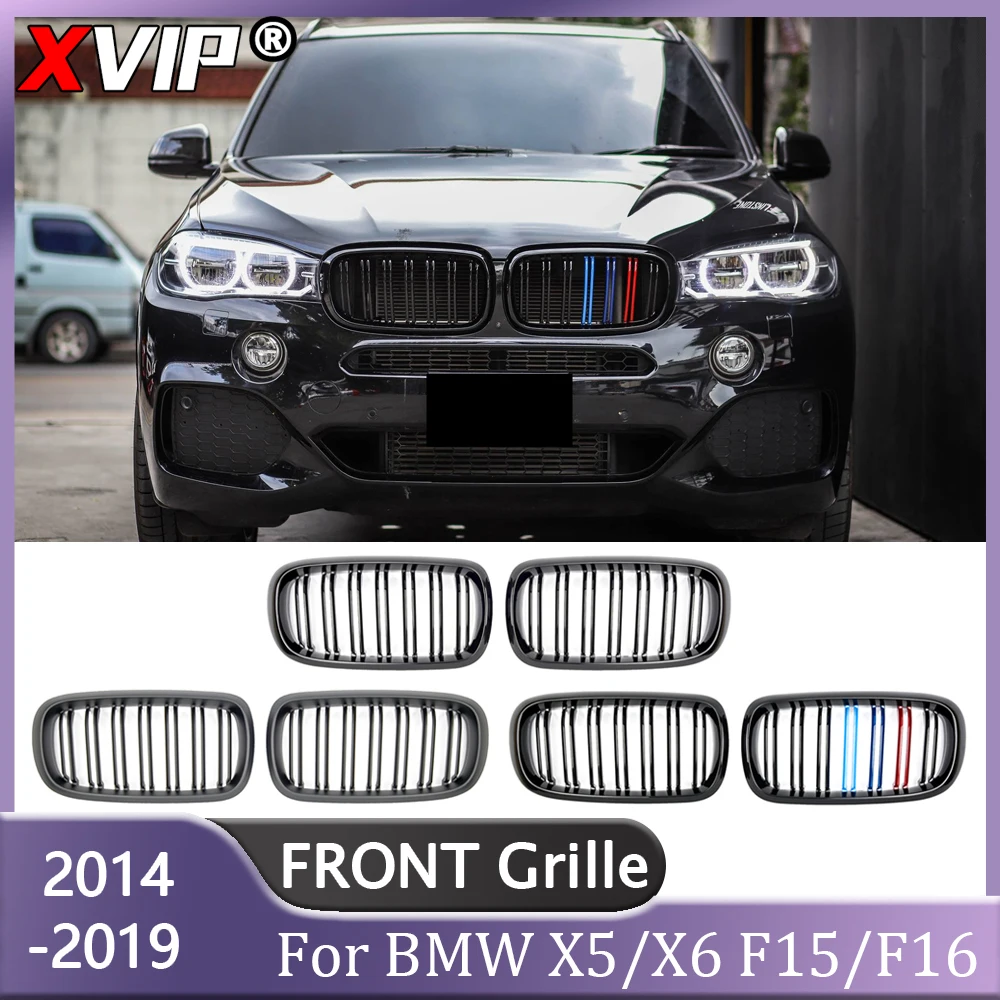 

XVIP Double Slat Shiny Black Double Line Style Front Bumper Grilles For BMW X5 F15 X6 F16 2014-2019 X5M F85 X6M F86 Upper Grills