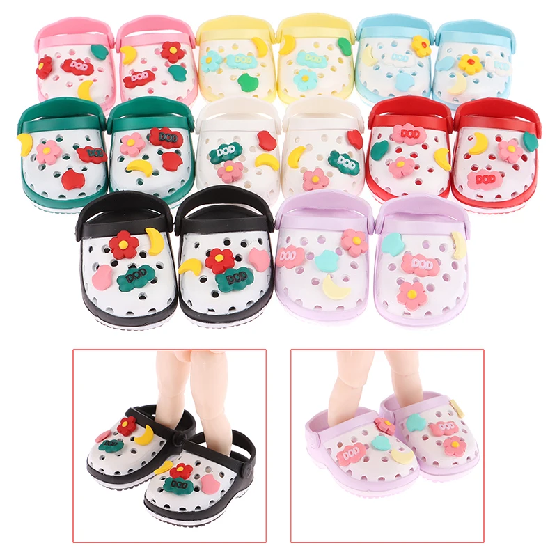 2PCS/Pair Small Cute 3D Mini Sandal Slipper Plastic Lovely Beach Shoes Croc Hole Pet Shoe Keychain Bag Toy doll shoes