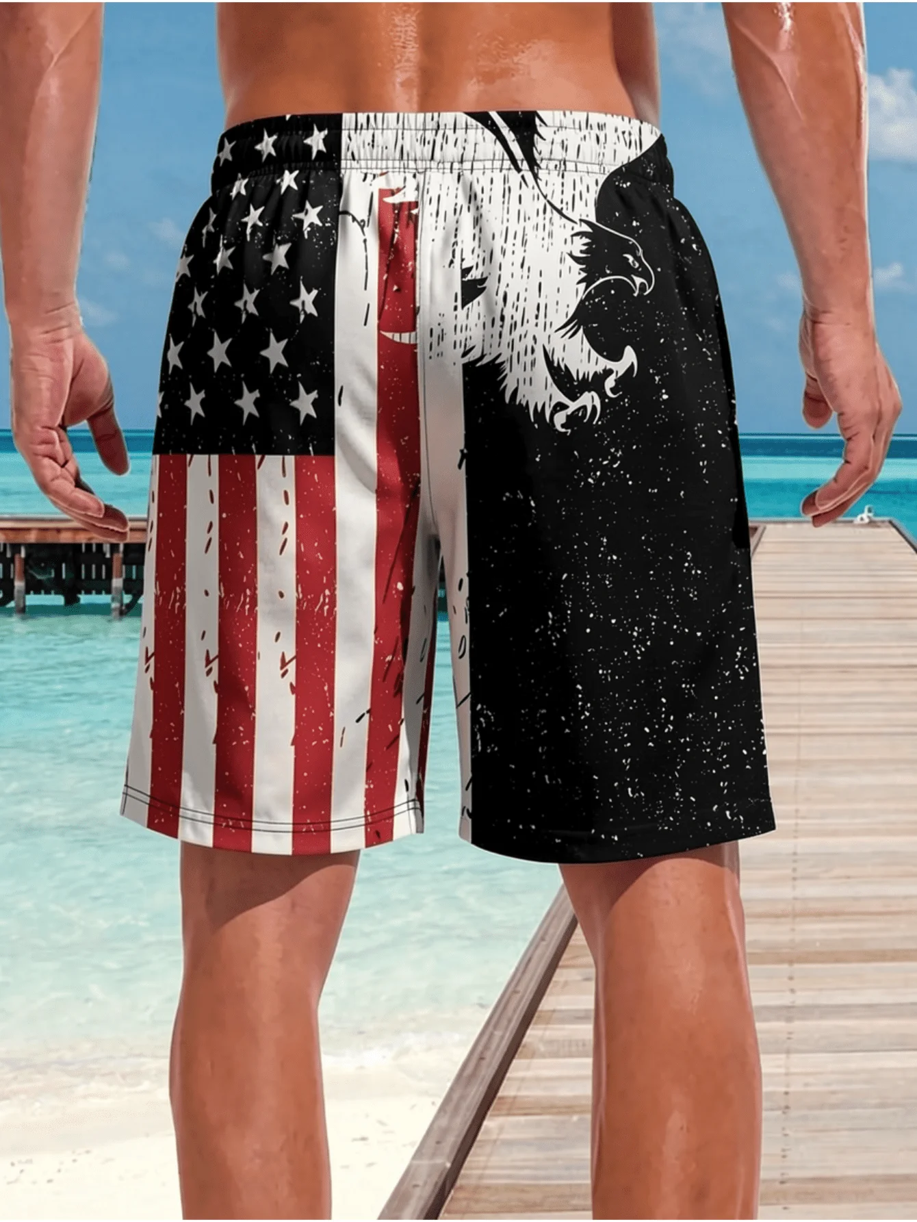 Trending Hot Sale Fashion Grunge American Quick Dry Fitness Board Shorts Casual Hip Hop Outdoor Street Retro Swim Shorts