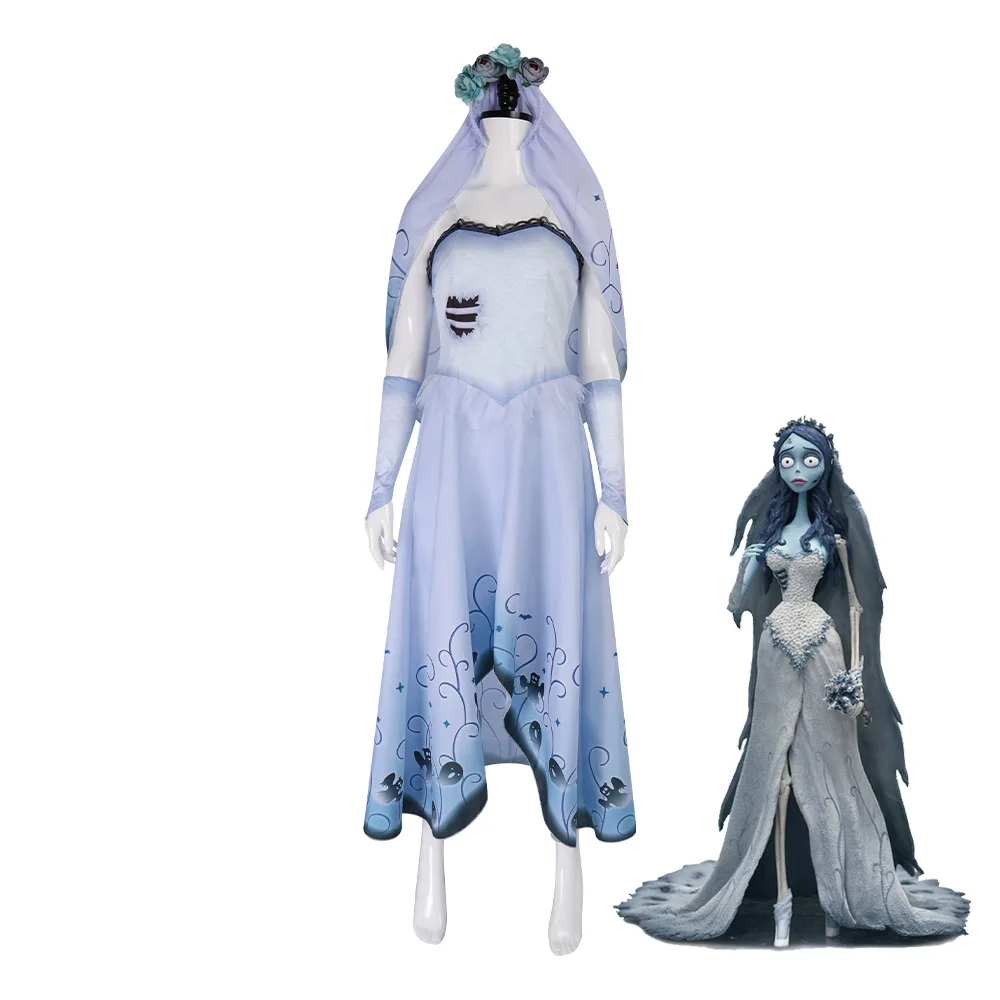 مجموعة فستان زومبي برايد إميلي نفس كوس زي الهالوين للمسرح التنكري للنساء