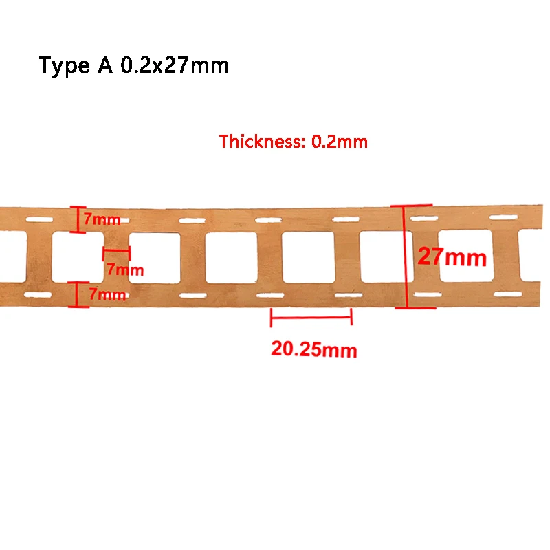 1M 2M/Roll Tembaga 2P untuk Baterai 18650 Li Ukuran 0.20x2 27.5Mm Baterai Strip Tembaga Baterai Li-ion