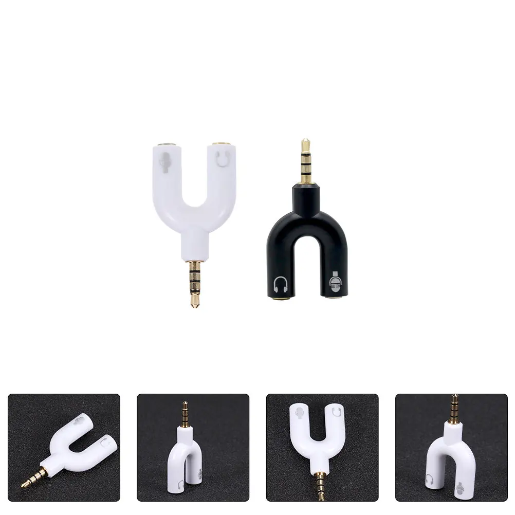 2Pcs Audio Converter Headphone Splitter Adapter Dual 3.5mm Female Ports Professional Mic Speakers Use Headphone Splitter Adapter