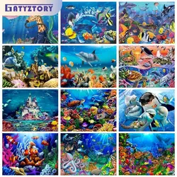 GATYZTORY Frame Underwater World Landscape DIY Painting By Numbers Kits Drawing Acrylic Picture Modern Wall Art Home Decor 40x50