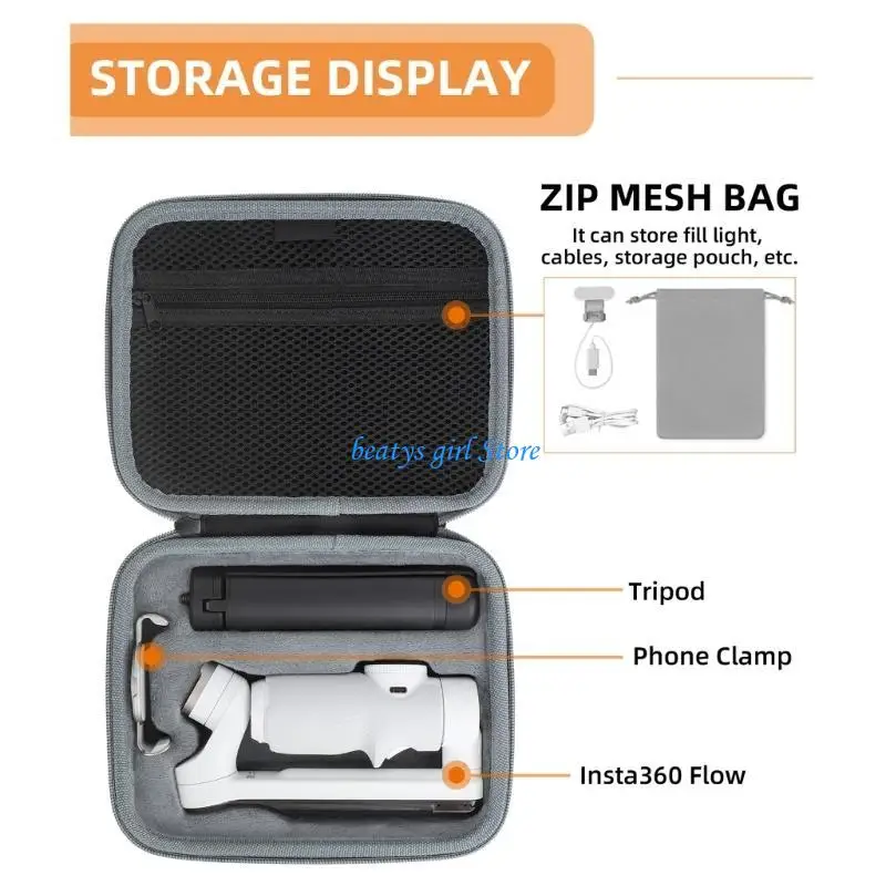 

C7AB Portable Carry Case for Insta360 Gimbal Anti-Scratch Protective Covers Inner Tray Anti-Scratch Bag Case Box