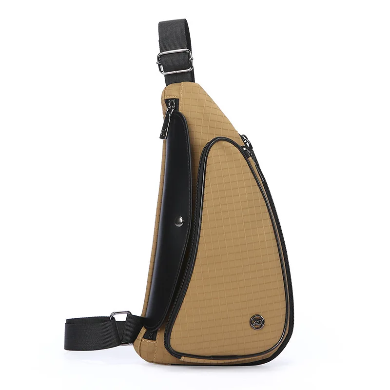 Wear-resistant Oxford fabric leather patchwork men's front bag - Water-resistant travel single-shoulder backpack crossbody bag