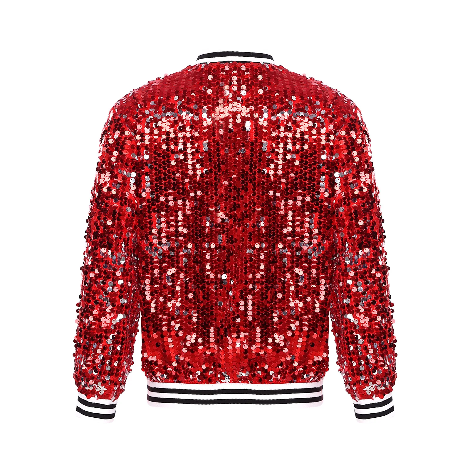 Kids Girls Shiny Sequins Hip Hop Jazz Dance Costume Long Sleeve Baseball Jackets Zipper Coat Carnival Bomber Jackets Streetwear - view 4
