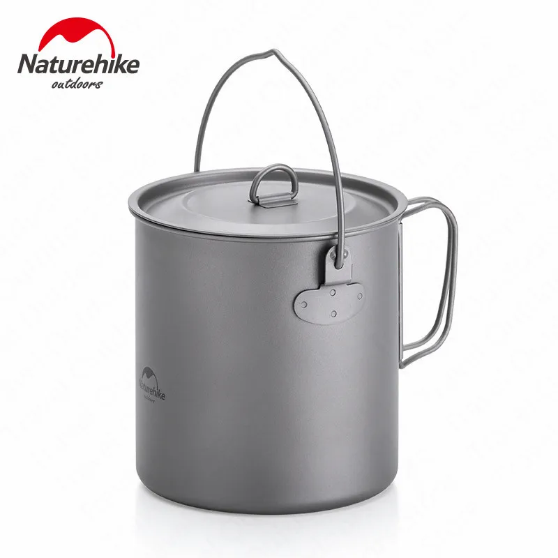 Naturehike Titanium Tableware Ultralight Pot Pan Cookware Frying Stewing Outdoor Camping Picnic Kitchen Accessories 2-3 Persons