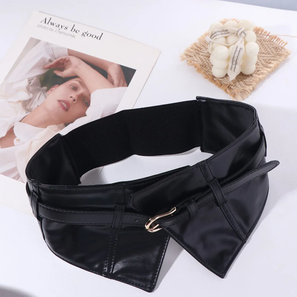 Punk Adjustable Elastic Cummerbunds PU Leather Elastic Wide Belt Slimming Solid Color Waist Corset Ladies