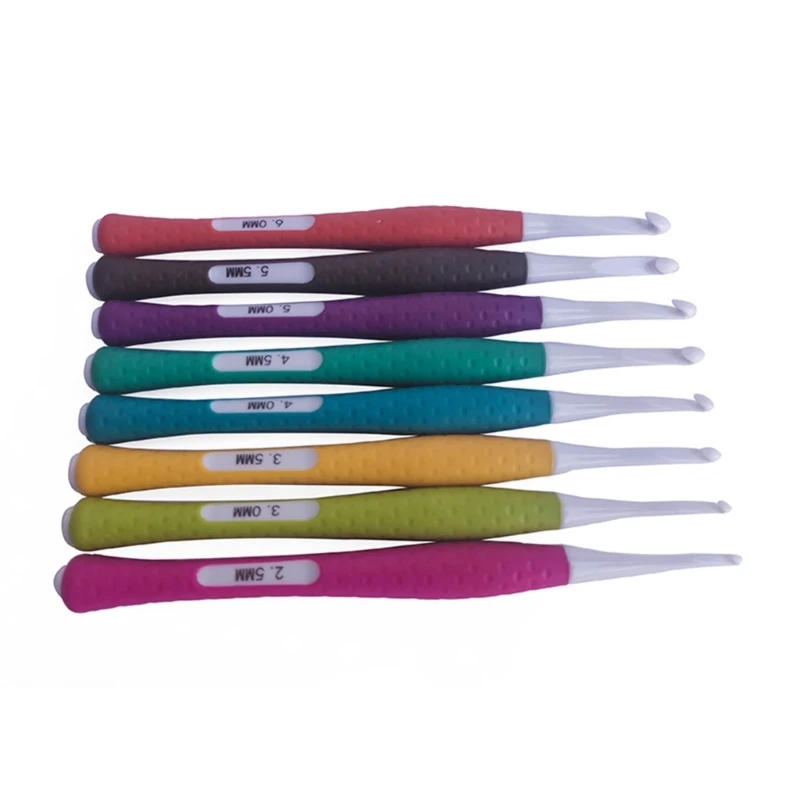 8Pcs Crochet Hooks With Soft Handle Plastic Handle Knitting Needle