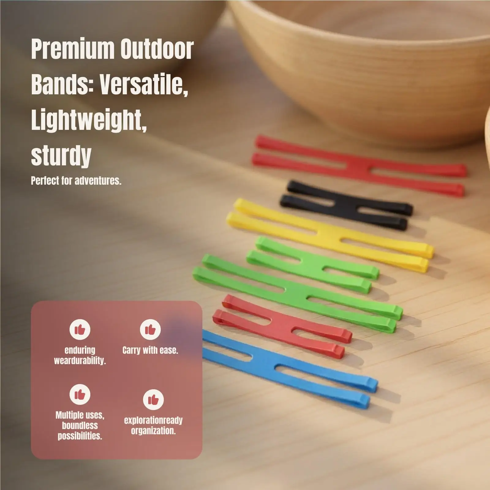 Silicone Tableware Wrapping Bands Reusable Rubber H Shaped Strap Lightweight Plate Bowl Holder for Camping Hiking
