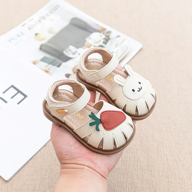 Kids Sandals 2026 New Summer Baby Girls Closed Toe Sandals Cute Soft Sole Toddler Princess Shoes For 1-5 Years Old