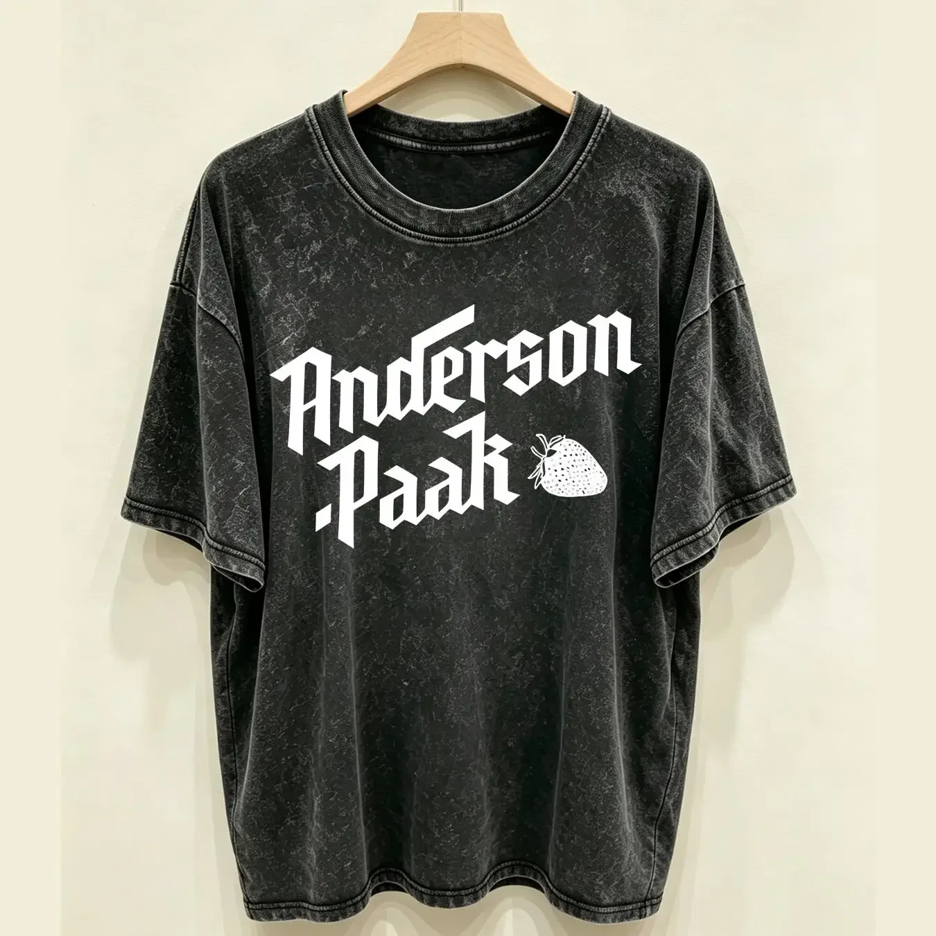 washed T Shirt Anderson Paak Strawberry Black OFFICIAL vintage Washed graphic Casual designer clothes Breathable fashion