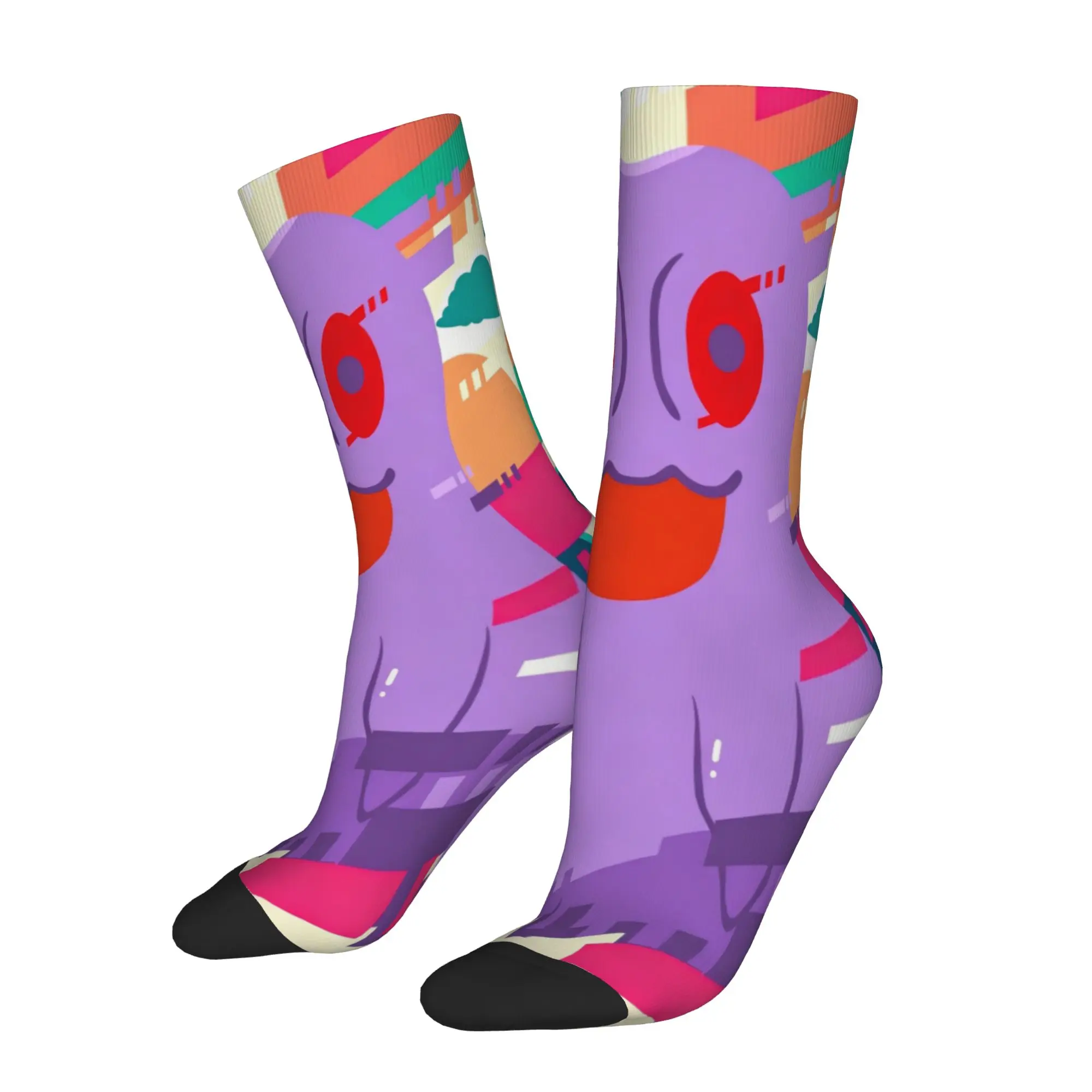Funny Chibi Monster Raids Again Football Socks Cute Polyester Crew Socks for Women Men Non-slip