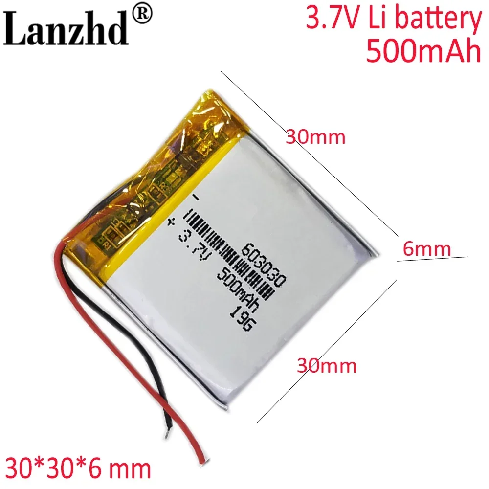 

New 603030 3.7V Li-Polymer Battery For MP3 MP4 Bluetooth Speaker Recorder Floodlig ht Power Bank Rechargeable Batteria