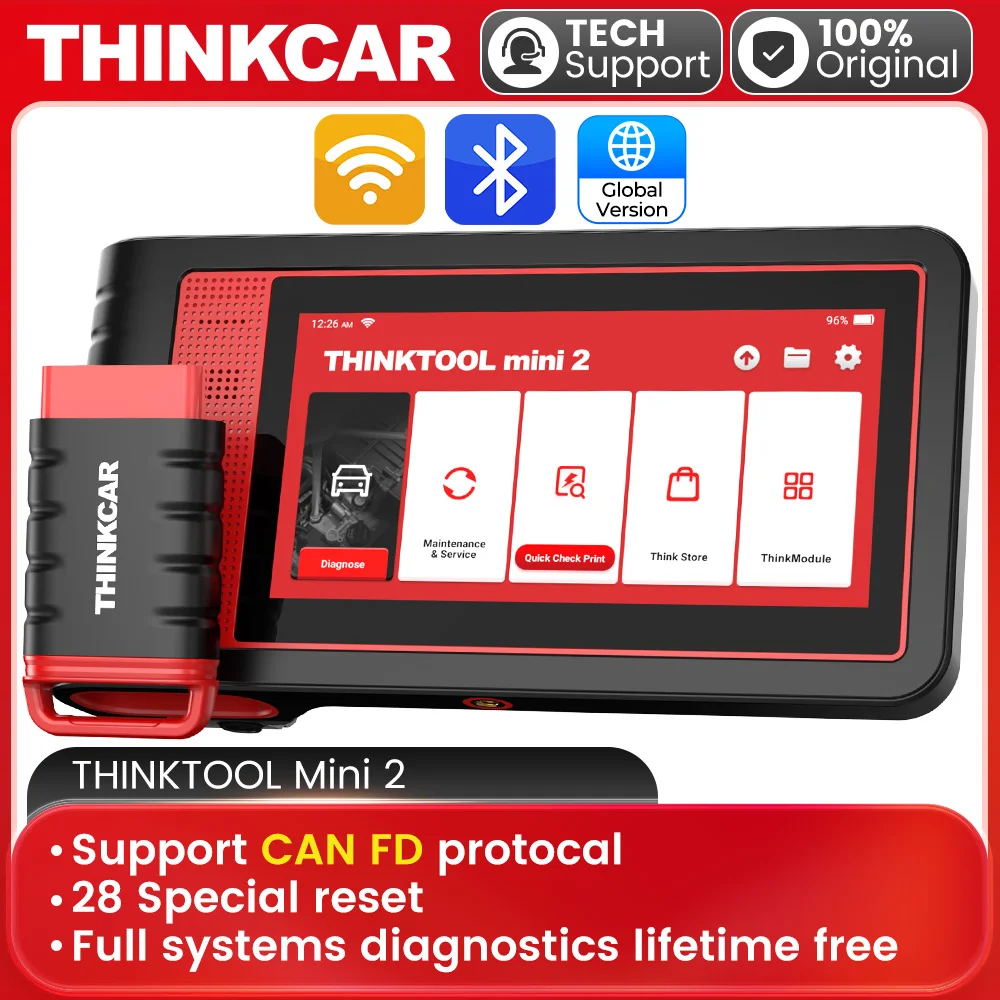 THINKCAR THINKTOOL Mini 2 OBD2 Diagnostic Tool Car obd 2 Scanner All System Diagnosis 28 Reset Lifetime Free CAN FD for GMC