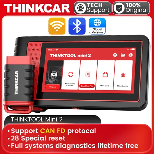 THINKCAR THINKTOOL MINI 2 herramienta de diagnóstico de coche CANFD Obd2 escáner herramienta de escaneo bidireccional 28 reinicio diagnóstico de sistema completo FCA