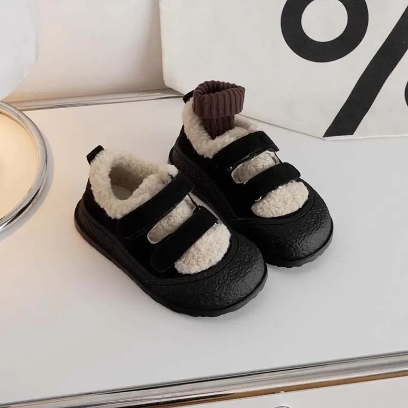 Winter Plush Baby Casual Shoes Lamb Plush Cotton Shoes Thickened Warm Girls Plush Shoes Outside Boys Shoes Toddler Boy Shoes