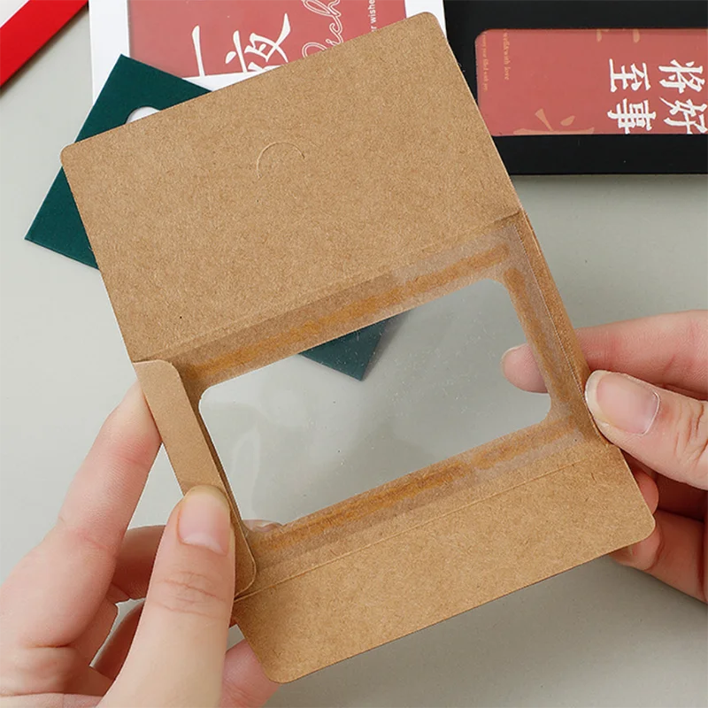 100PCS Postcard Card Storage Envelopes 10x6cm Kraft Blank Mini Paper Window Envelopes Gift Envelope