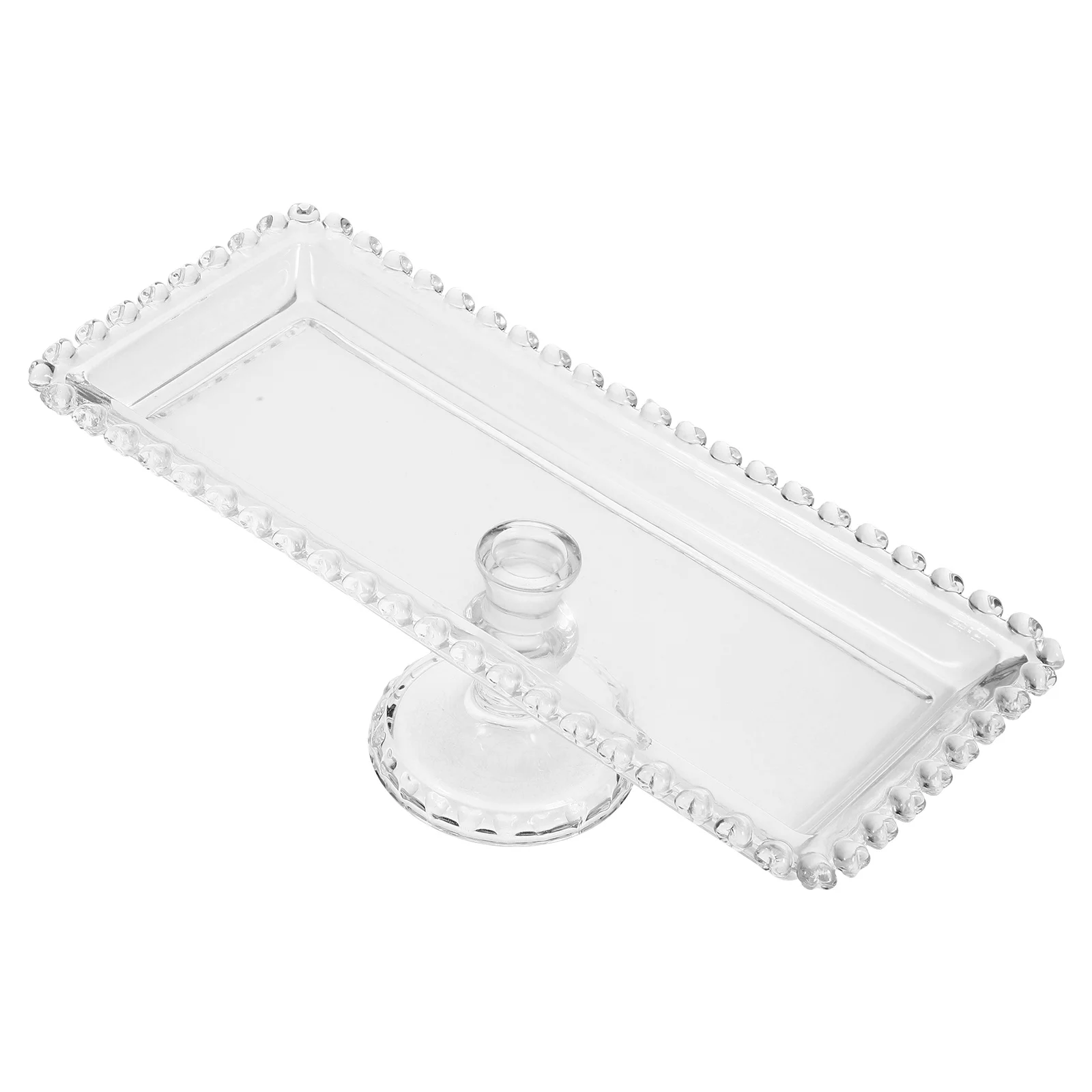 

1Pcs Crystal Glass Tray High Base Design Fruit Plate for Organizing Fruits Bread Snacks Exquisite Modern Style Serving Dish
