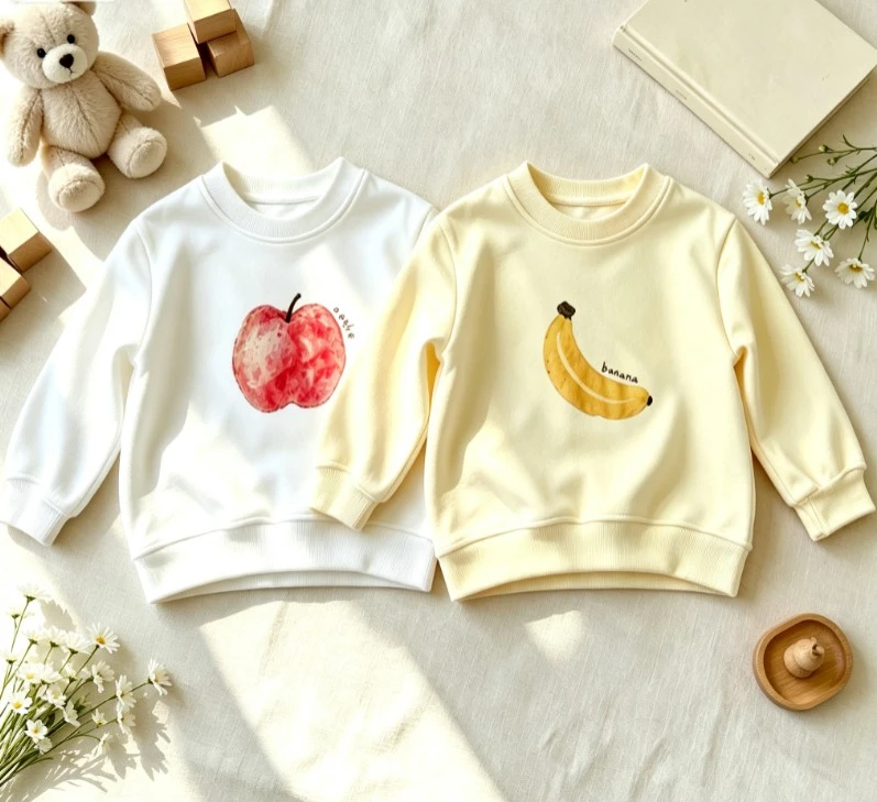 Baby Cute Fruit Theme Crew Neck Sweatshirt Children Infant Cotton Pullover Kid Popular Clothing Baby Boys Girls Costume Wear Top