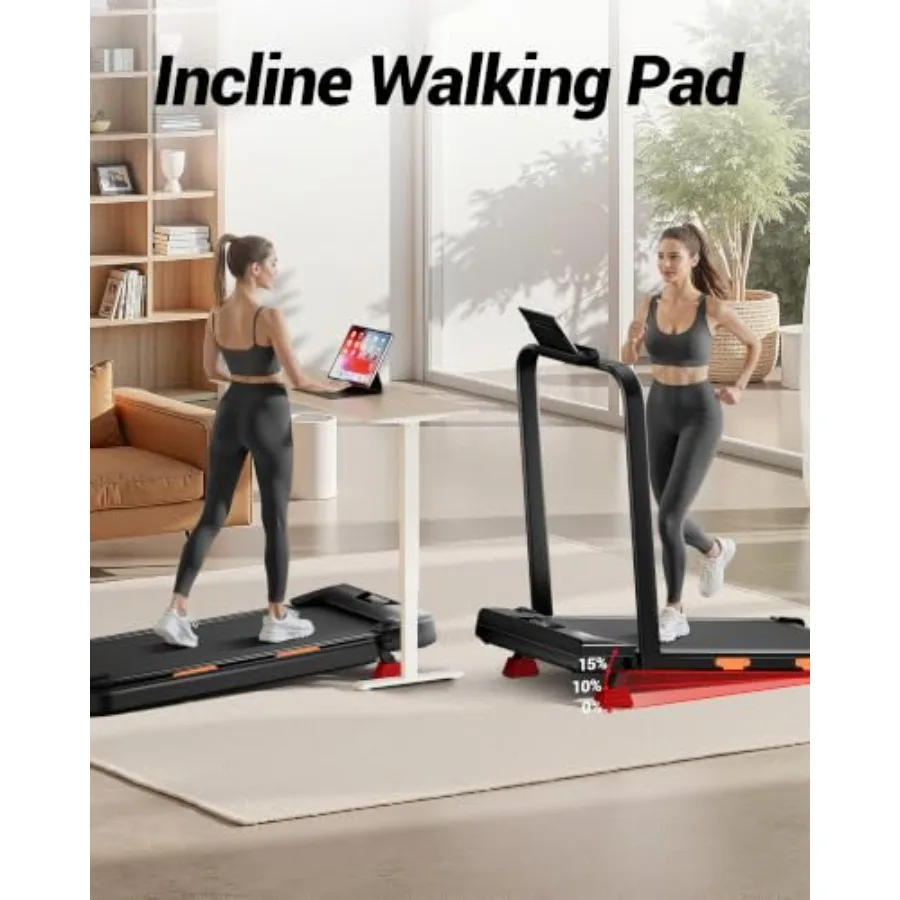 Walking Pad with 15% Incline, Under Desk Treadmills for Home