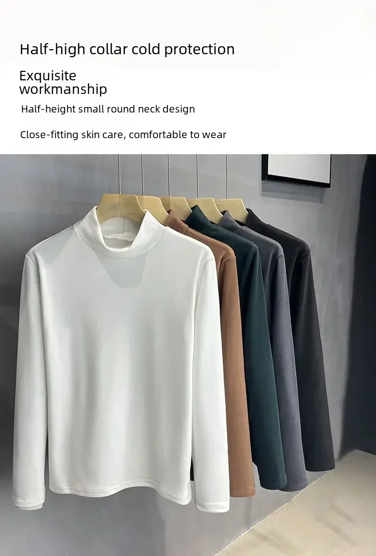 Herren Herbst/Winter Warmes Langarm-T-Shirt Vielseitiges Casual Polo/Rollkragen-Basisshirt Koreanisches Langarm-Oberteil – Detail 16