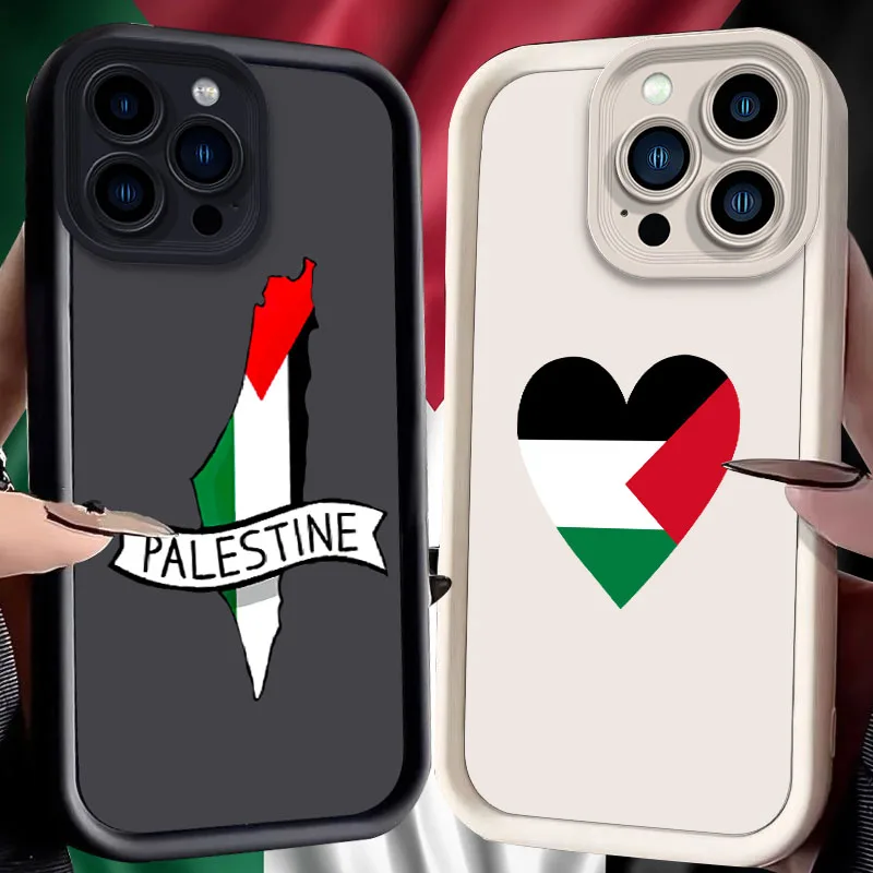 Palestine Flag Case for iPhone 16 15 14 13 12 11 Pro Max XS X XR 8 7 6S 6 Plus SE 2020 Liquid Silicone Shockproof Cover Funda