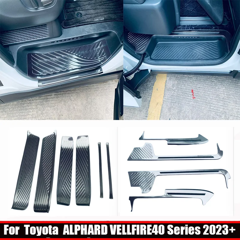 For Toyota Alphard Vellfire 40 Series 2023 2024 Door Sill Scuff Plate Cover Door Welcome Pedal Threshold Bar Cover accesorios