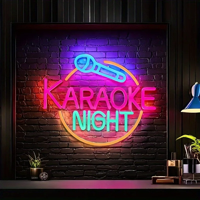 カラオケナイトネオンサイン点灯壁装飾-usb-電源ゲームルームパーティー誕生日ギフトバー-ktv-装飾に最適