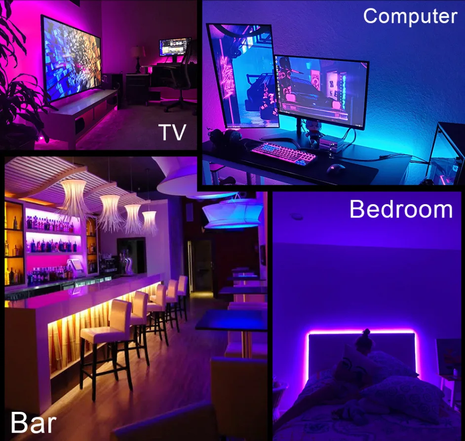 24 Keys 5050 Led Light Strip USB Multicolor RGB TV Background Light Bar Esports Game Room Family Party Decoration Night Light