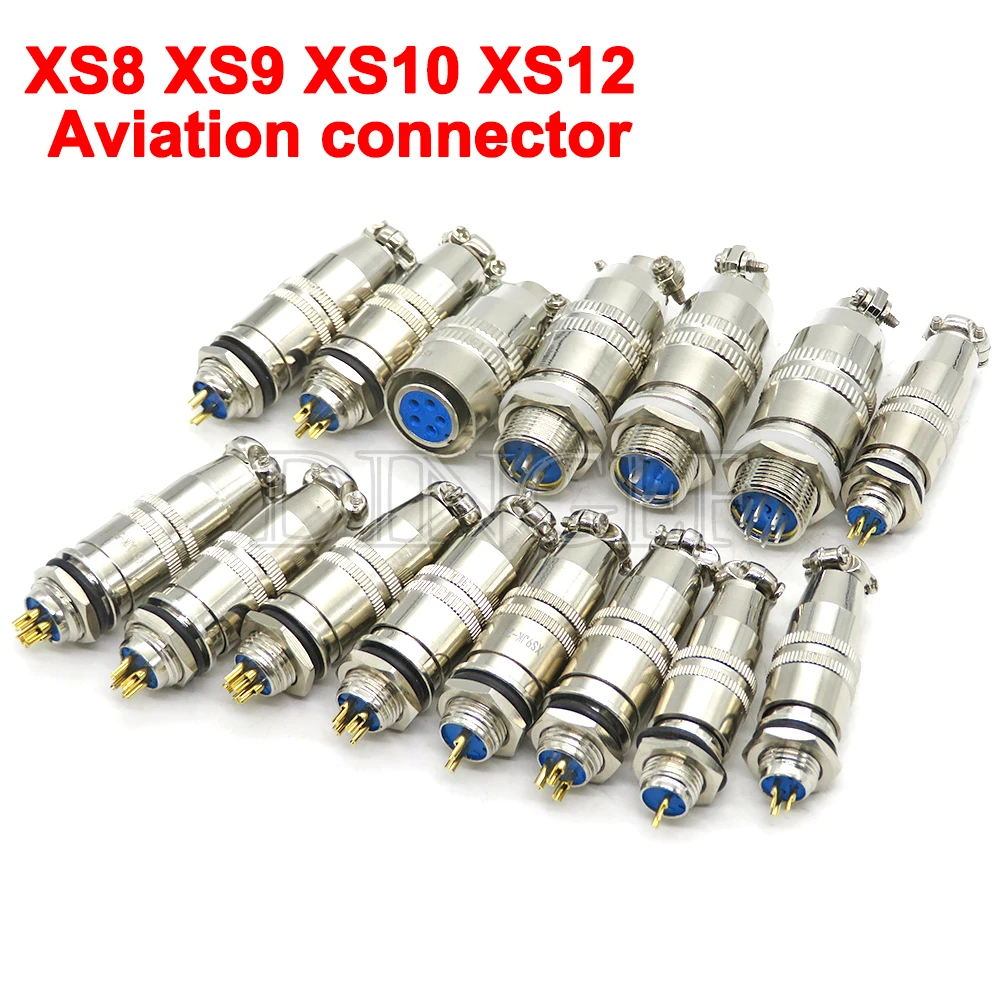 XS8 XS9 XS10 XS12 Aviation connector push-pull circular quick connector 2PIN ~ 6PIN Gold plated contact Male and Female plug