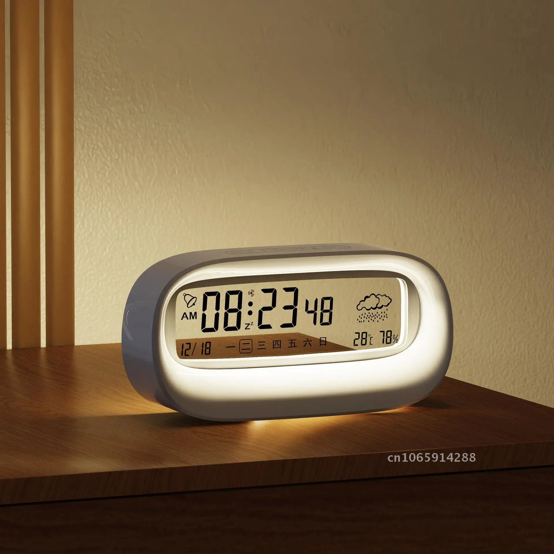 Rechargeable Alarm Clock with Night Light - Cute Cartoon Smart Digital Calendar Transparent Multifunctional Gift for All Ages