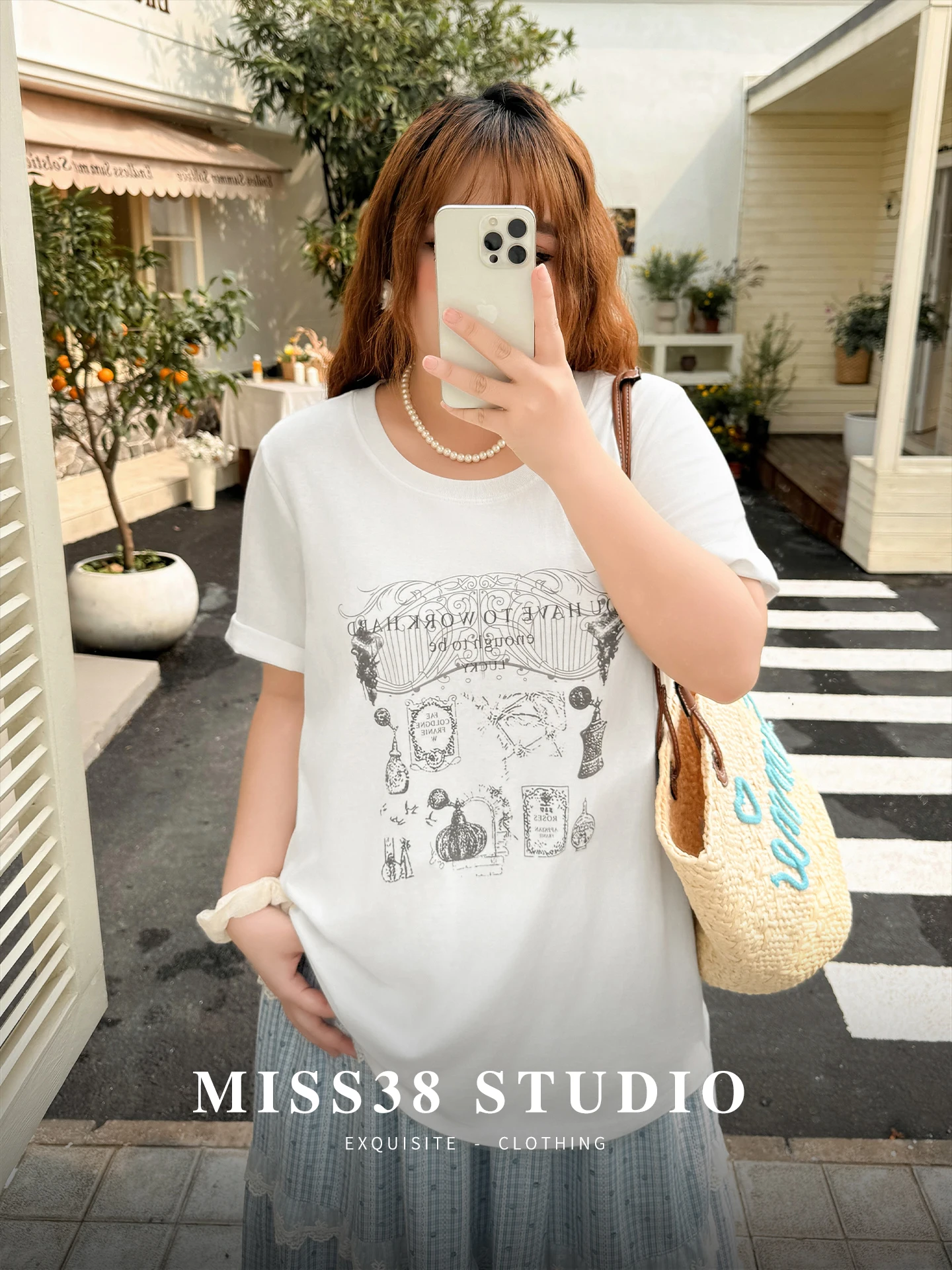 

Женская футболка больших размеров в корейском стиле с круглым вырезом и принтом, с коротким рукавом, средней длины, из дышащего хлопка, летняя мода