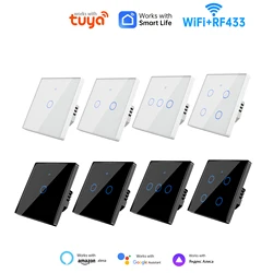 Touch Switch Work With Tuya WiFi Light Wall Smart Switch EU Smart Home Life Alexa Google Home 433RF WiFi Remote 1/2/3 Gang